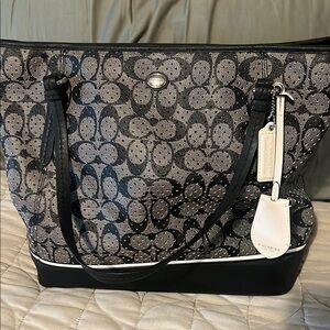 Coach Black and Gray Monogram Tote